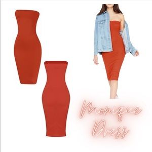 Strapless Sunset Midi Bodycon Tube Dress